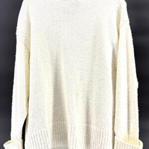 Lillusory Sweather Ribbed Cuff Crew Neck Ivory Small